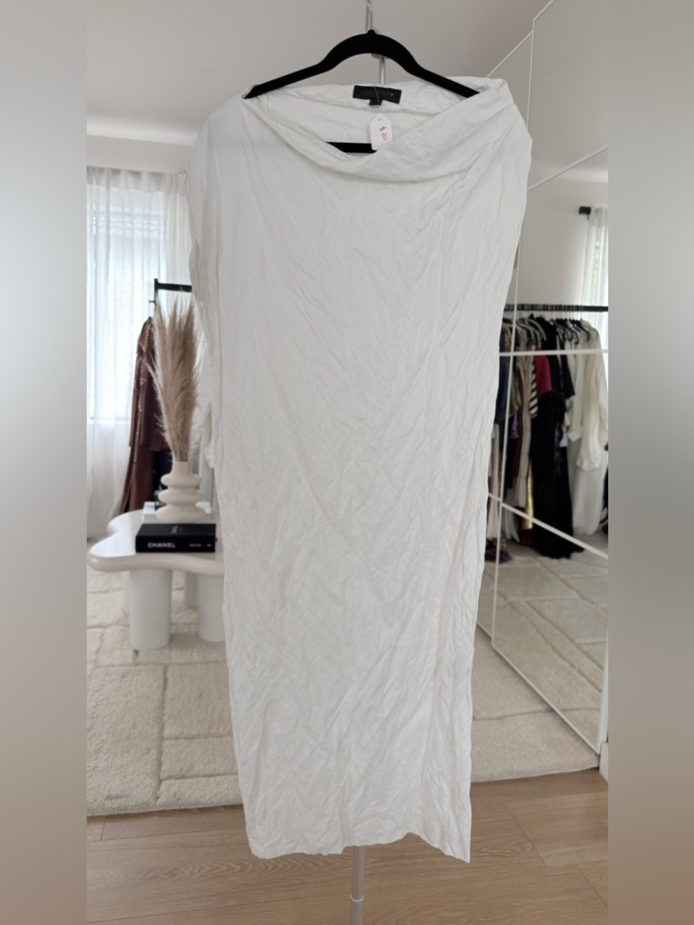Zara White Sleeveless Cowl-Neck Dress